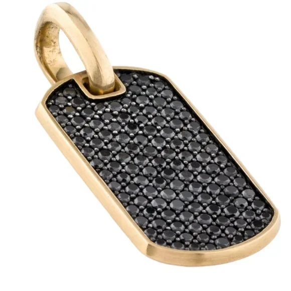 DAVID YURMAN 18K 750 YELLOW GOLD DIAMOND CHEVRON TAG PENDANT